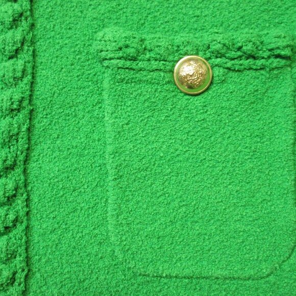 NWT J.Crew Odette Sweater Lady Jacket in Kelly Cotton-blend Boucle Cardigan L - Picture 3 of 4